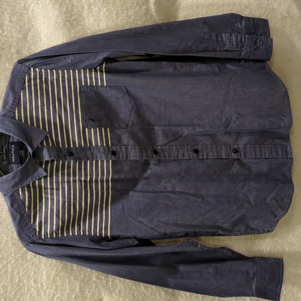 Nautica Blue Long Sleeve Boys Shirt size 14-16